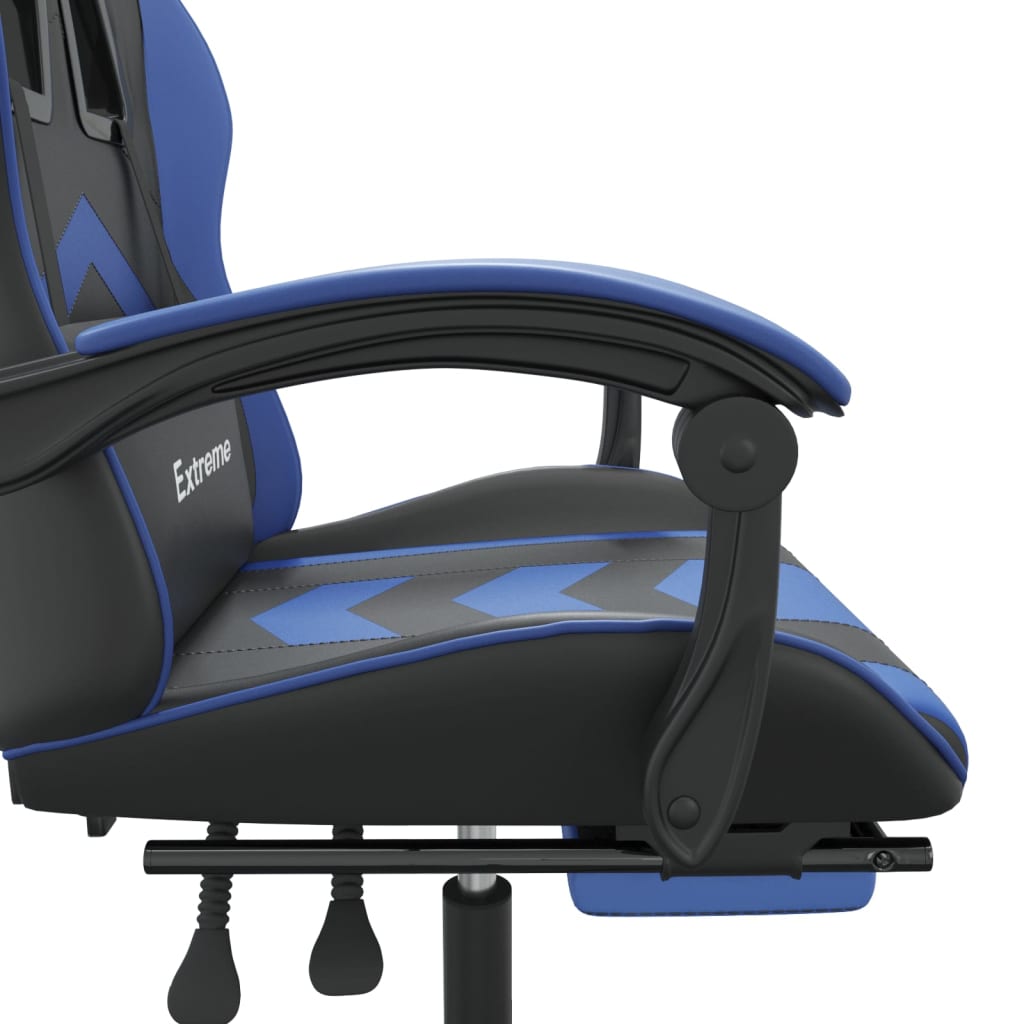 Chaise de jeu avec repose-pied Noir et bleu Similicuir - XIOS