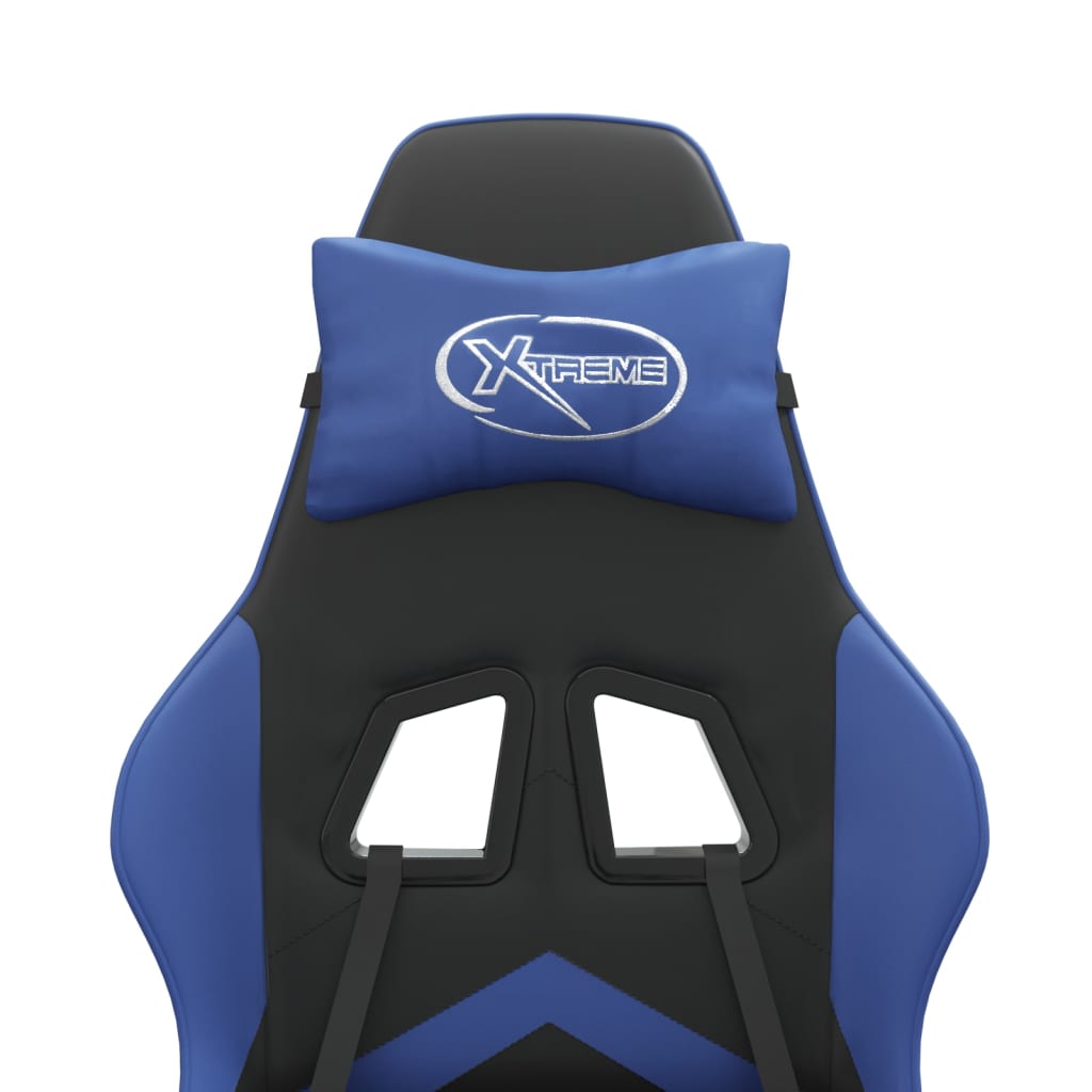 Chaise de jeu avec repose-pied Noir et bleu Similicuir - XIOS