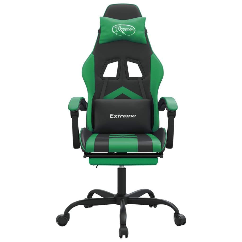 Chaise de jeu avec repose-pied Noir et vert Similicuir - XIOS