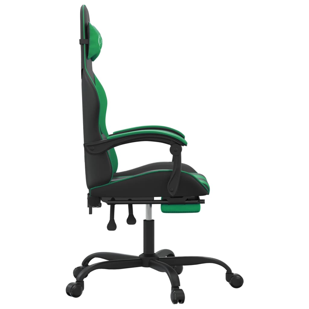 Chaise de jeu avec repose-pied Noir et vert Similicuir - XIOS