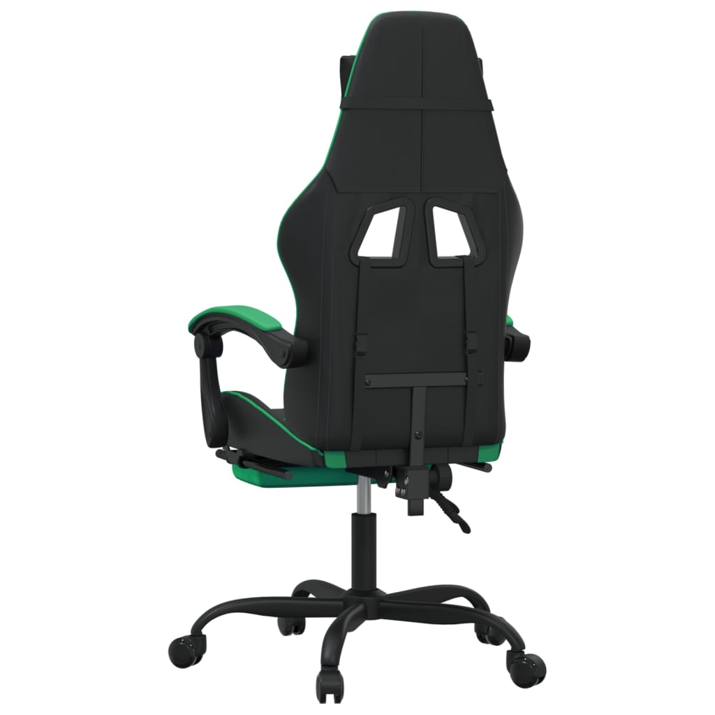 Chaise de jeu avec repose-pied Noir et vert Similicuir - XIOS