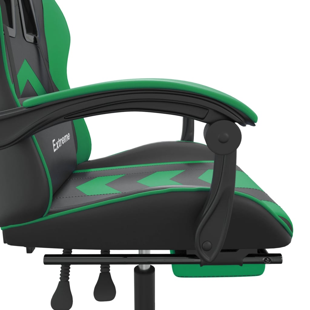 Chaise de jeu avec repose-pied Noir et vert Similicuir - XIOS