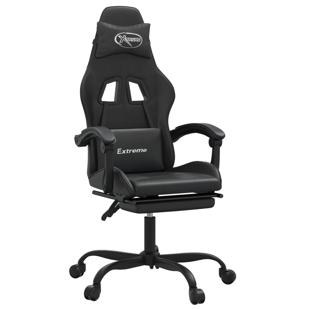 Chaise de jeu avec repose-pied Noir Similicuir - XIOS