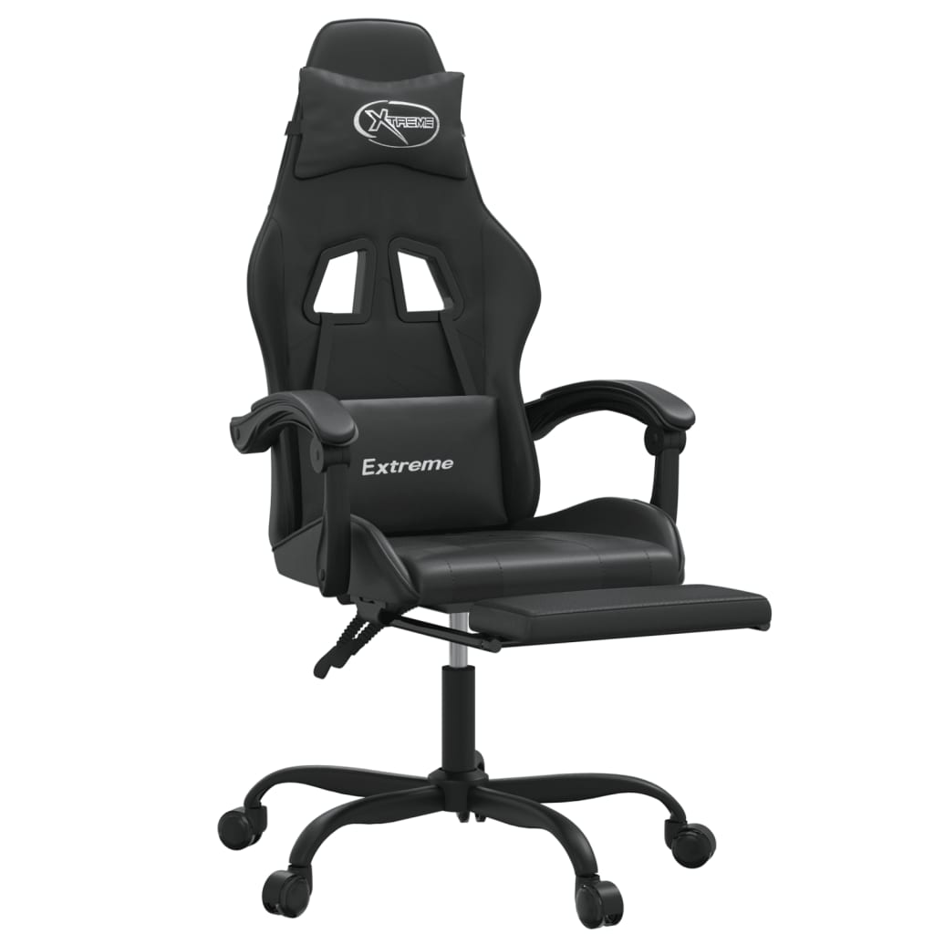 Chaise de jeu avec repose-pied Noir Similicuir - XIOS