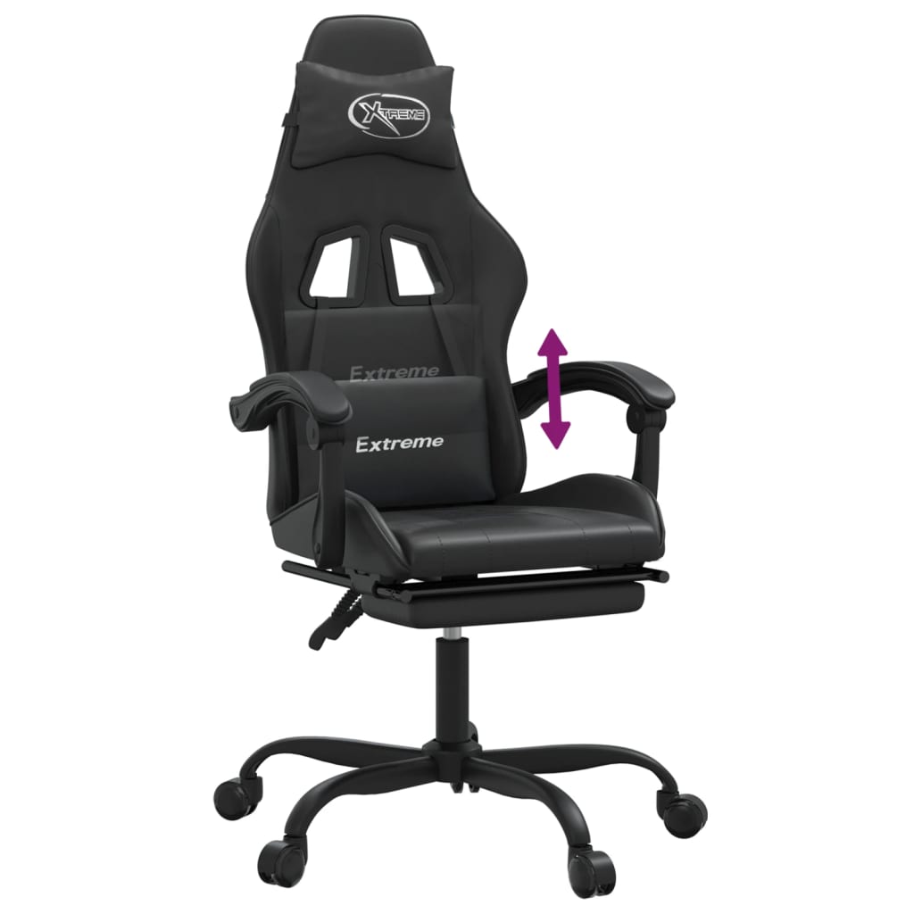 Chaise de jeu avec repose-pied Noir Similicuir - XIOS