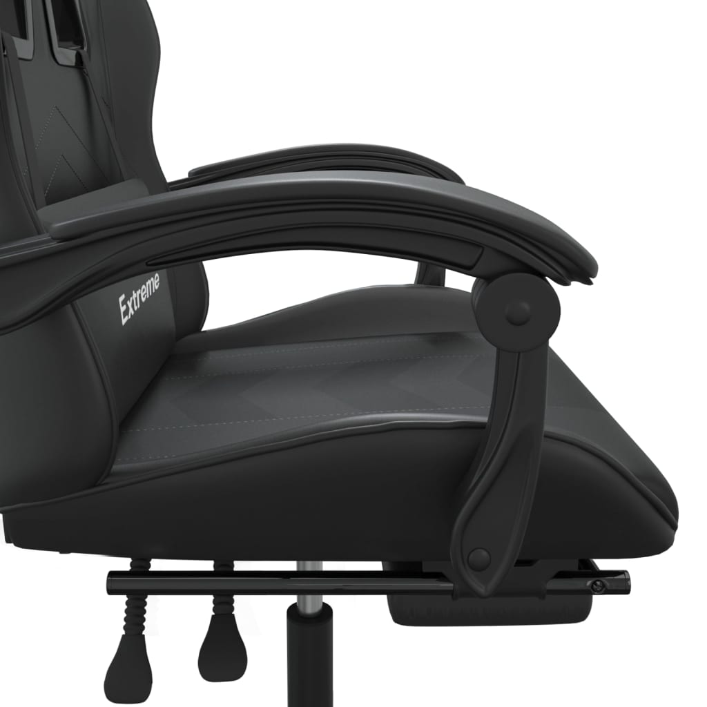 Chaise de jeu avec repose-pied Noir Similicuir - XIOS