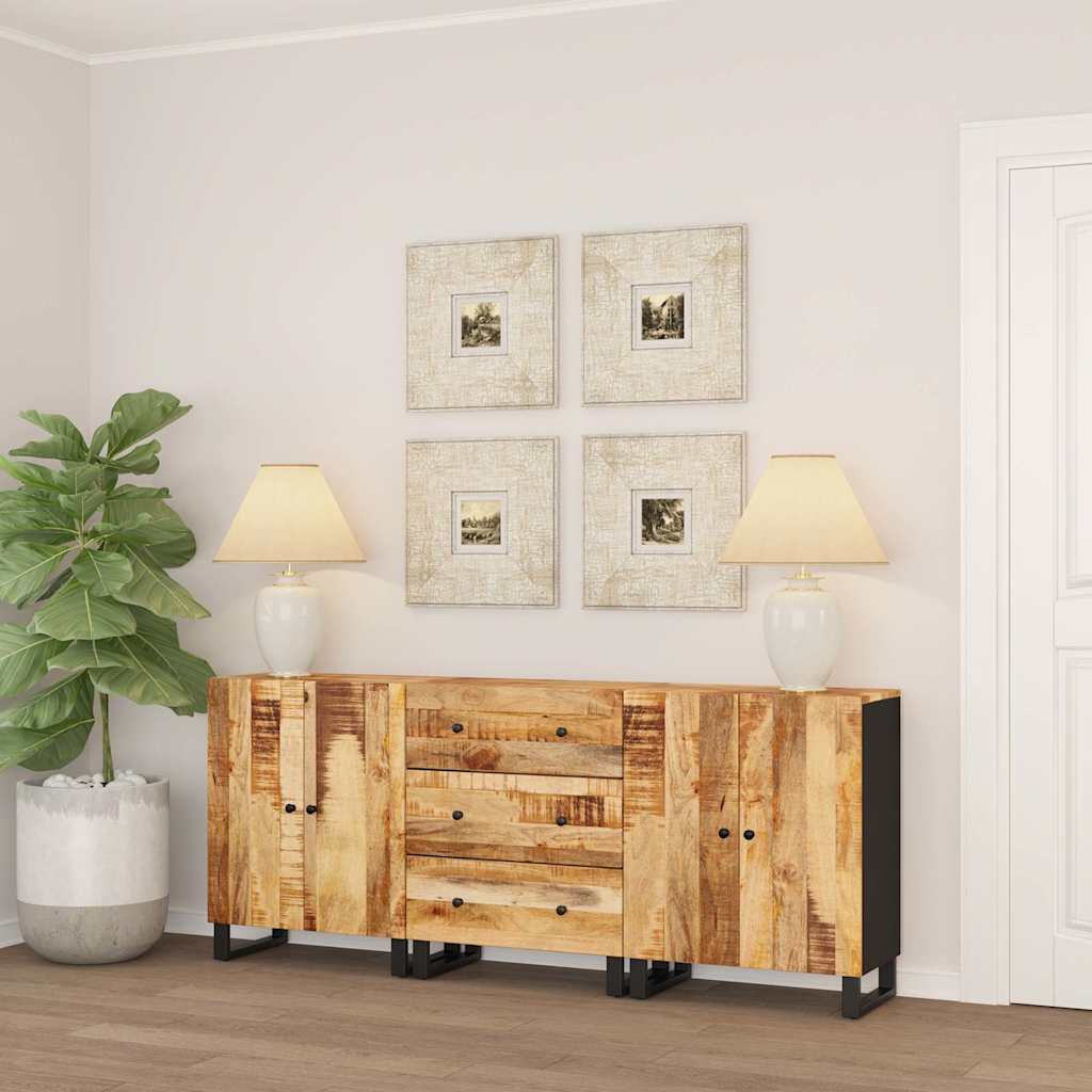 Buffets 3 pcs Bois de manguier brut