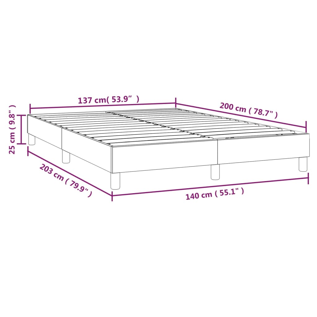 Cadre de lit sans matelas marron foncé 140x200 cm tissu - XIOS