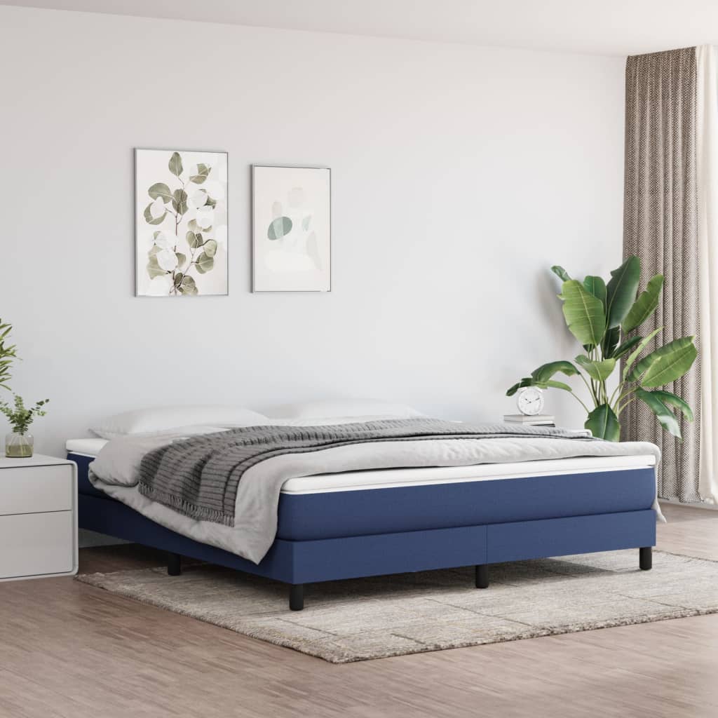 Cadre de lit sans matelas bleu 180x200 cm tissu - XIOS