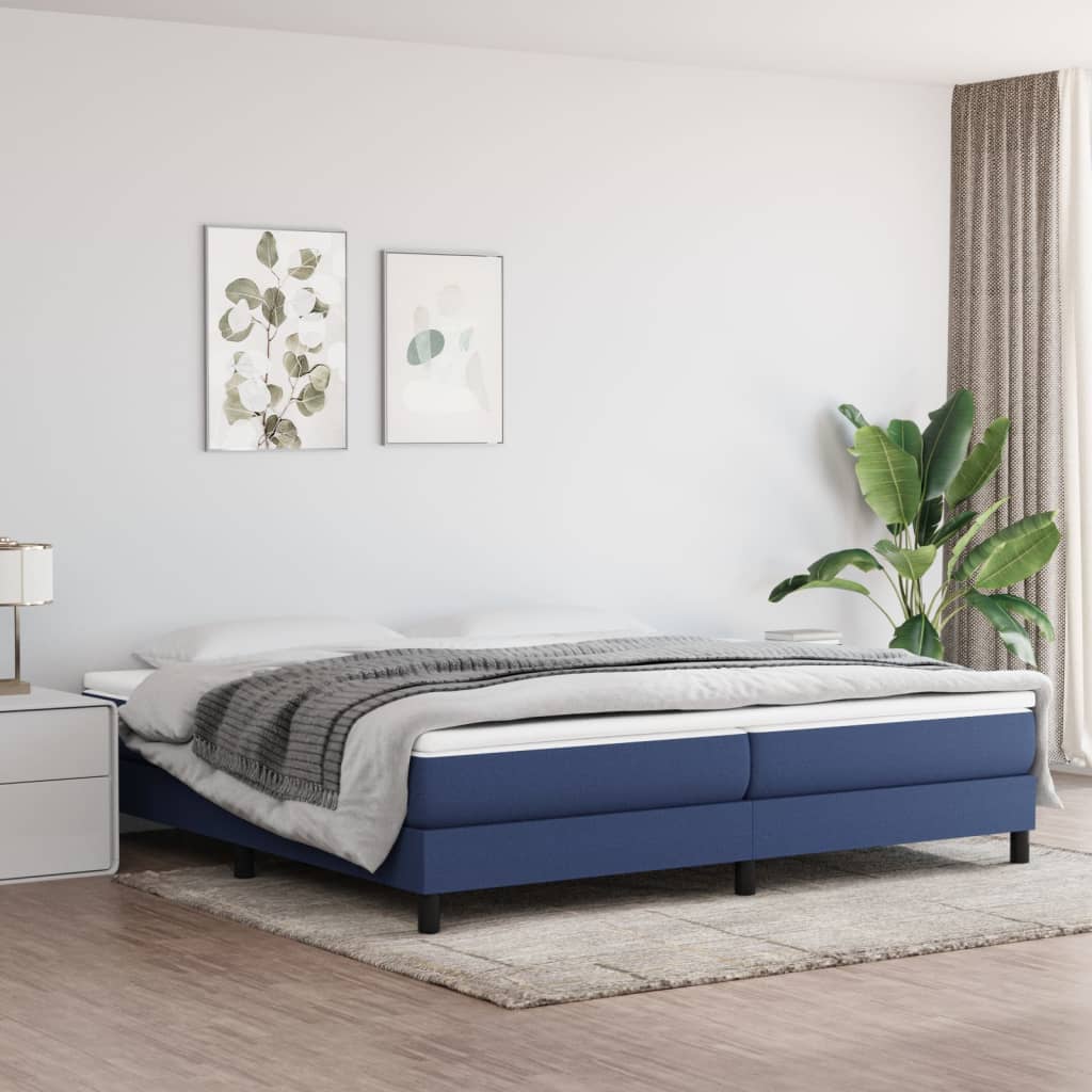 Cadre de lit sans matelas bleu 200x200 cm tissu - XIOS