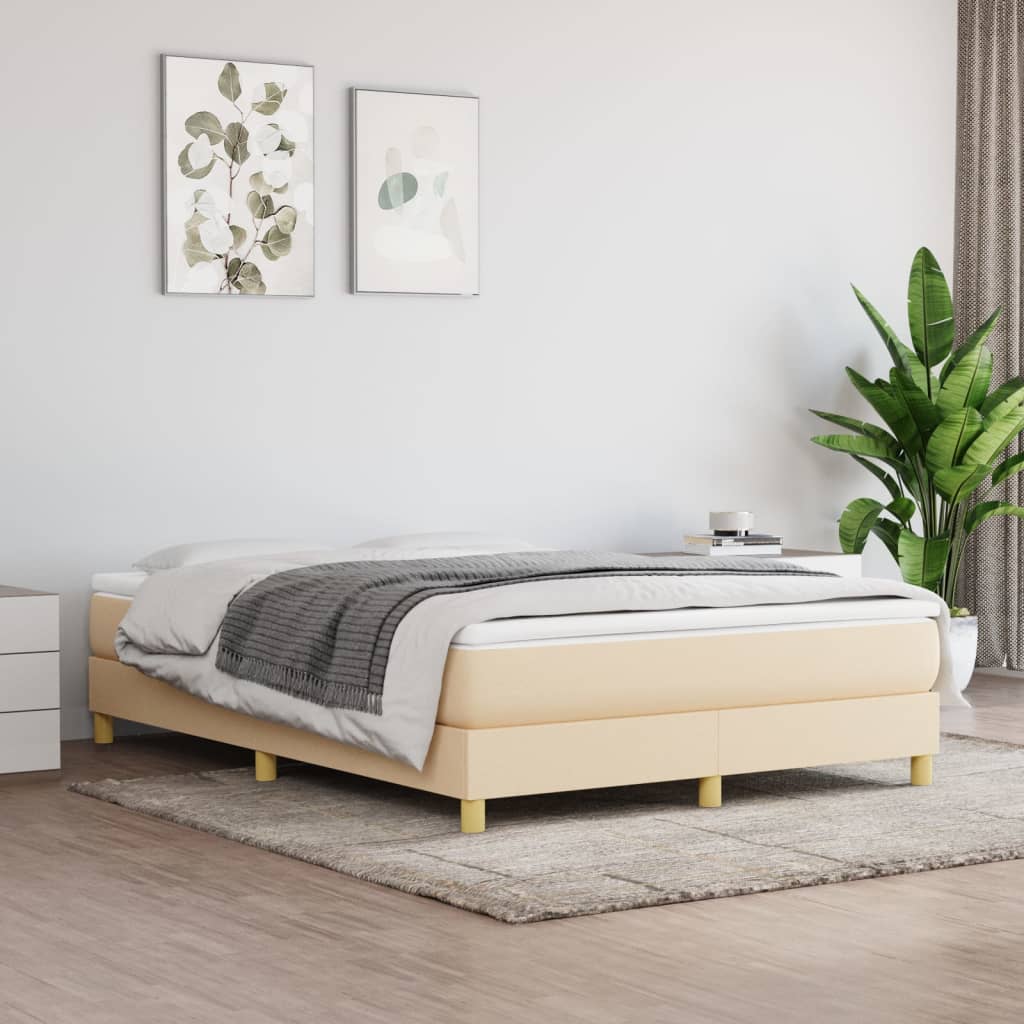 Cadre de lit sans matelas crème 140x190 cm tissu - XIOS