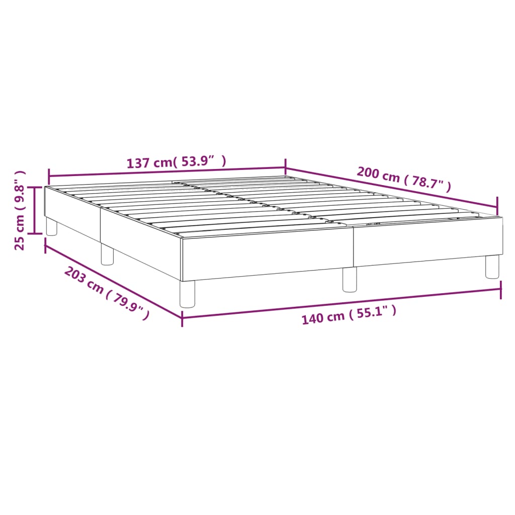 Cadre de lit sans matelas marron foncé 140x200 cm tissu - XIOS