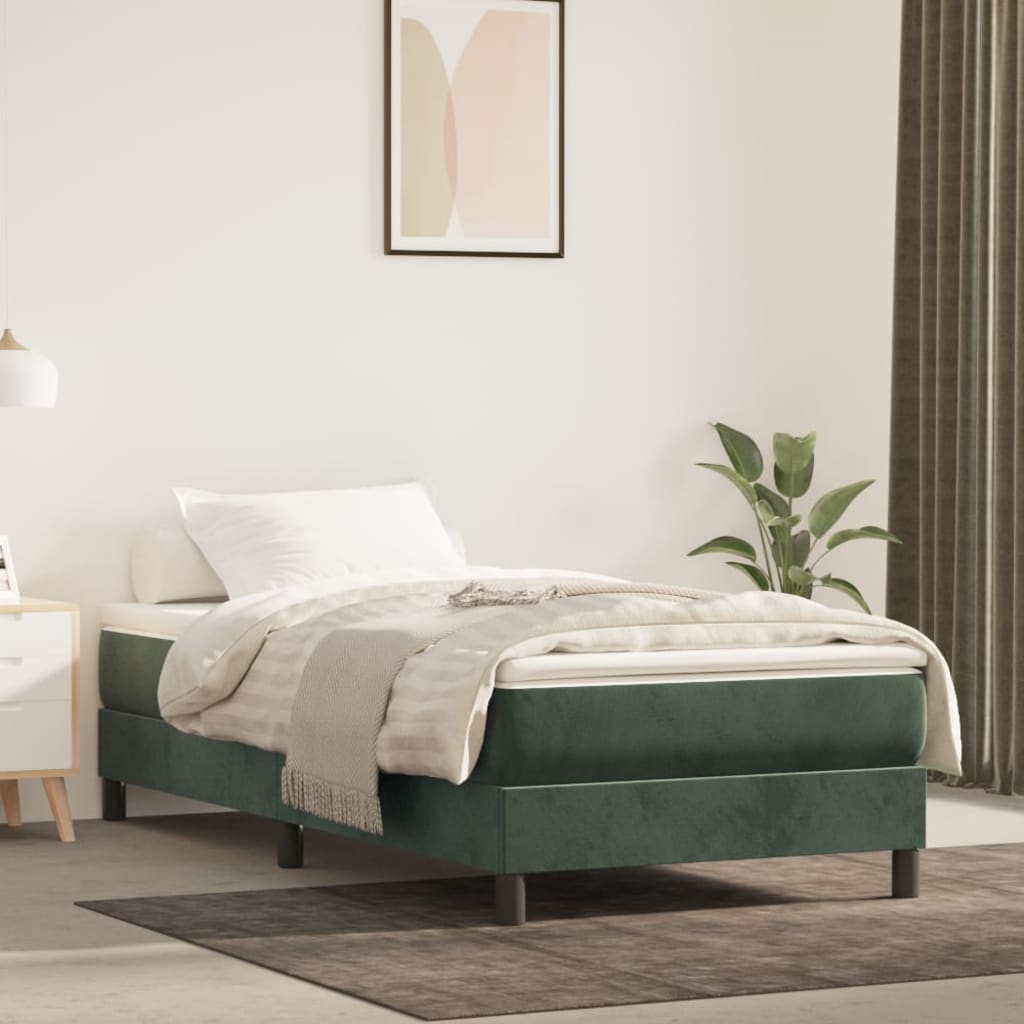 Cadre de lit sans matelas vert foncé 80x200 cm velours - XIOS