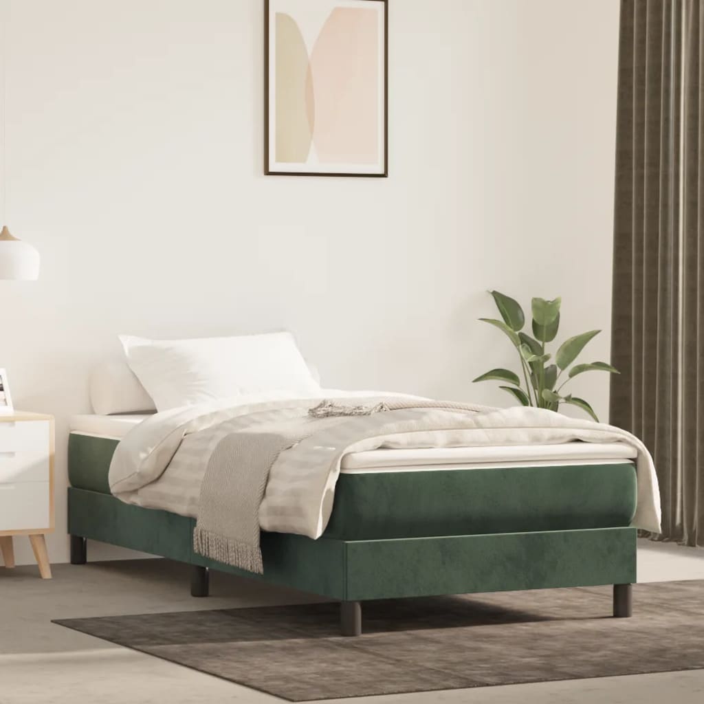 Cadre de lit sans matelas vert foncé 90x190 cm velours - XIOS