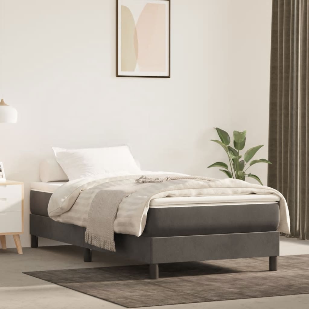 Cadre de lit sans matelas gris foncé 90x200 cm velours - XIOS