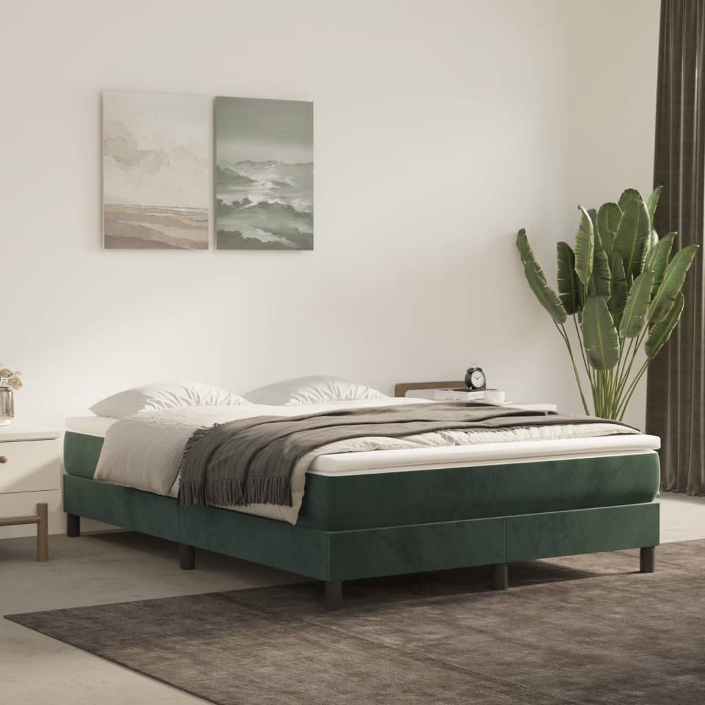 Cadre de lit sans matelas vert foncé 140x190 cm velours - XIOS