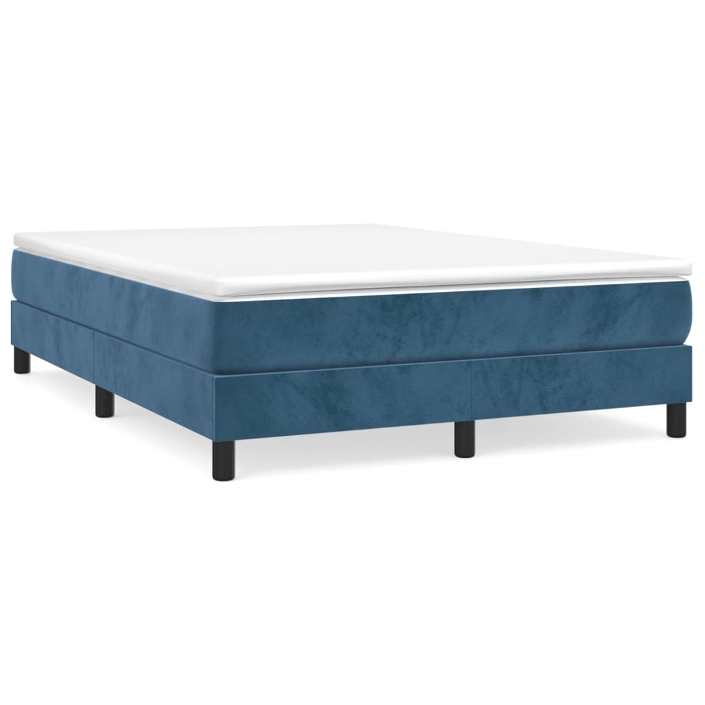 Cadre de lit sans matelas bleu foncé 140x200 cm velours - XIOS