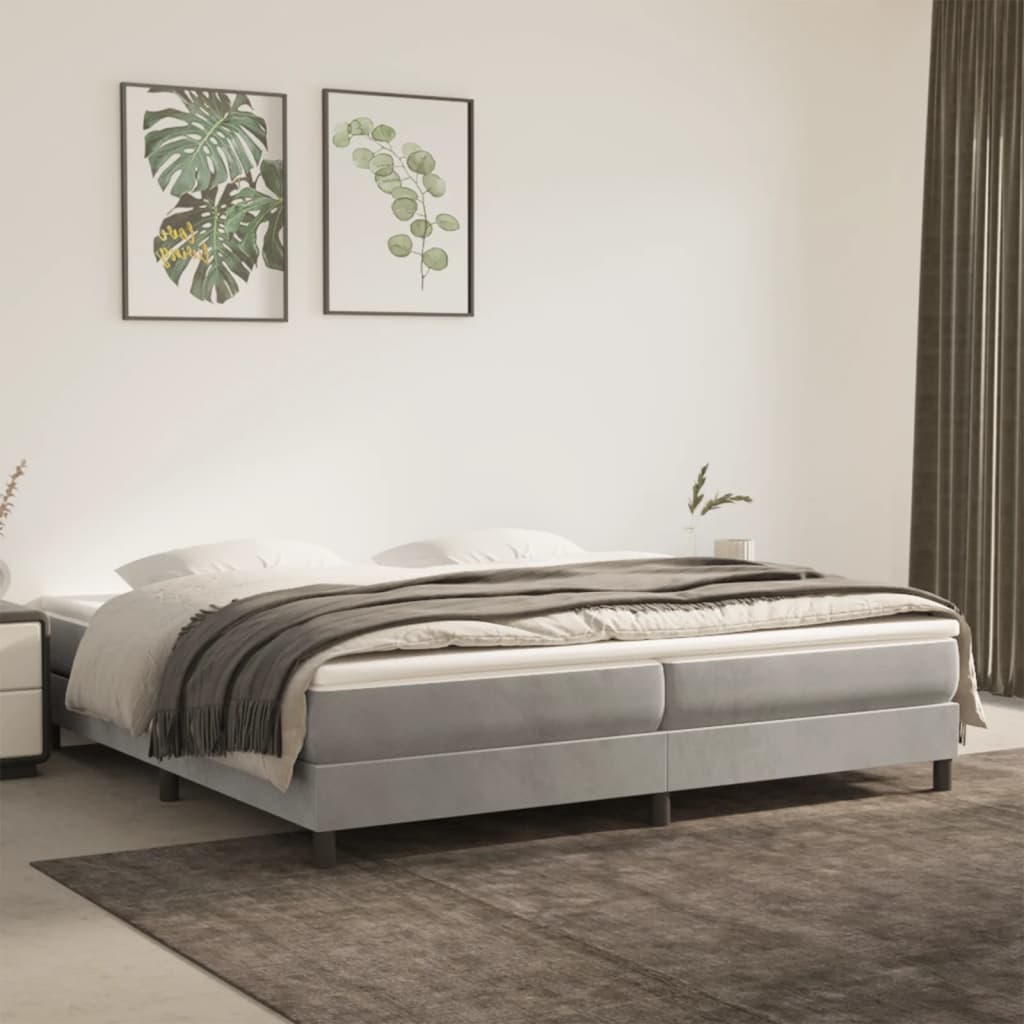 Cadre de lit sans matelas gris clair 200x200 cm velours - XIOS