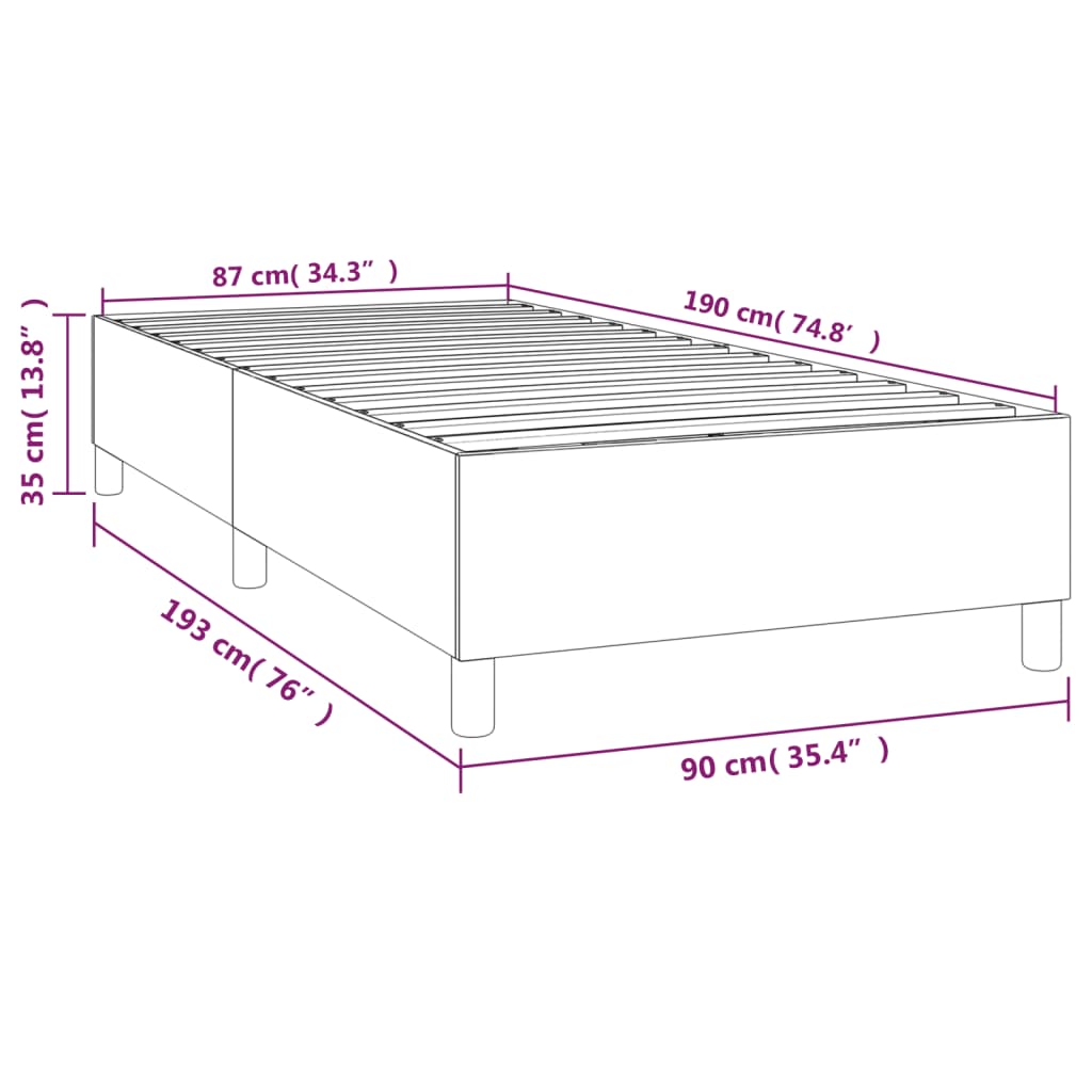 Cadre de lit sans matelas gris foncé 90x190 cm tissu - XIOS