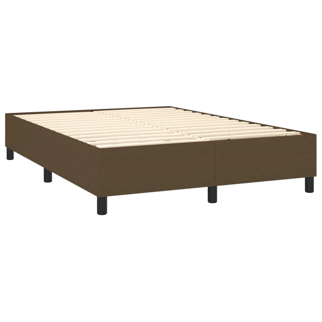 Cadre de lit sans matelas marron foncé 140x190 cm tissu - XIOS