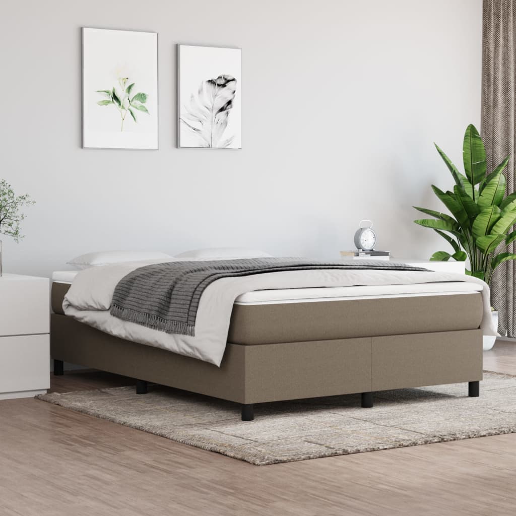 Cadre de lit à ressorts taupe 140x190 cm tissu - XIOS