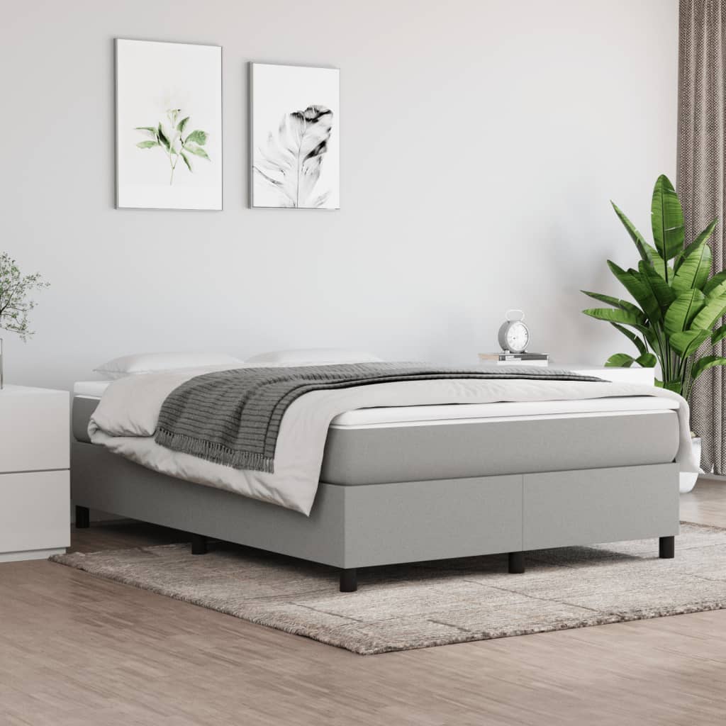 Cadre de lit sans matelas gris clair 140x200 cm tissu - XIOS