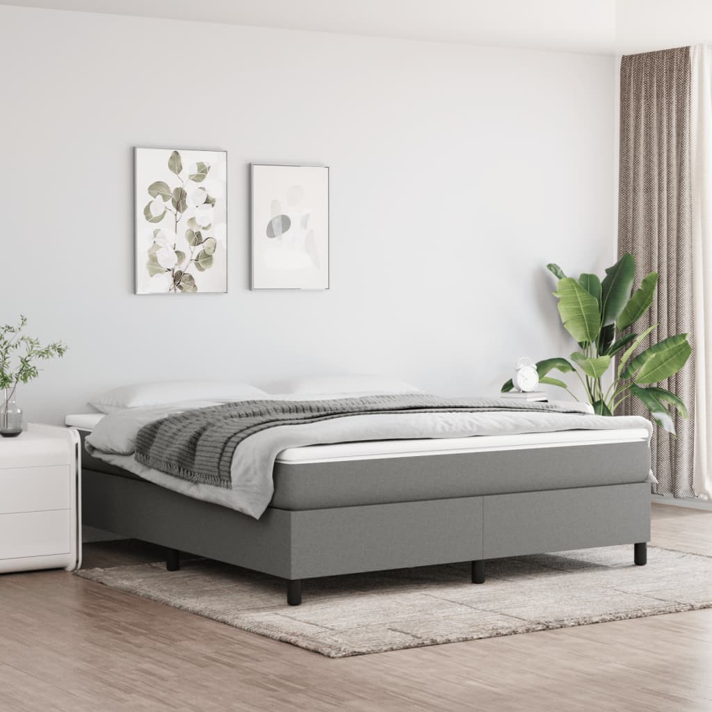 Cadre de lit sans matelas gris foncé 180x200 cm tissu - XIOS