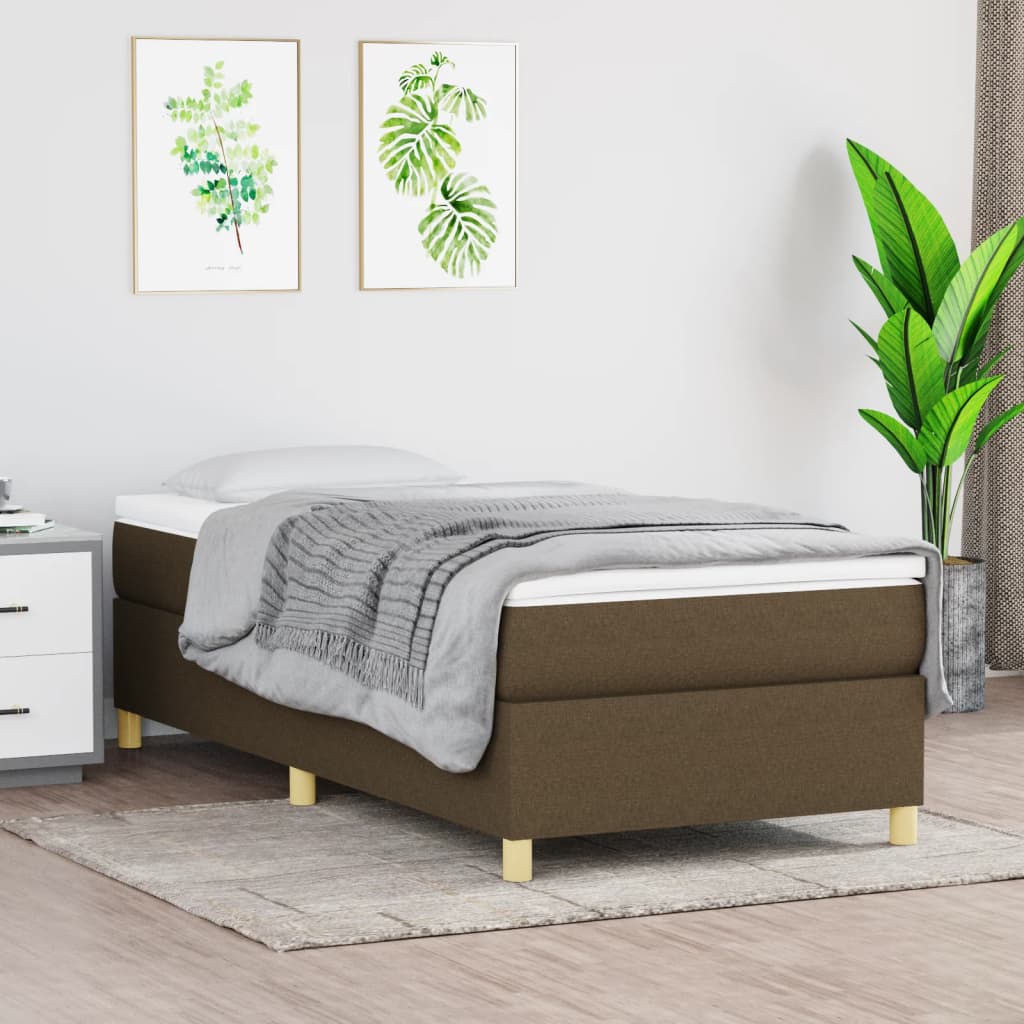 Cadre de lit à ressorts marron foncé 80x200 cm tissu - XIOS