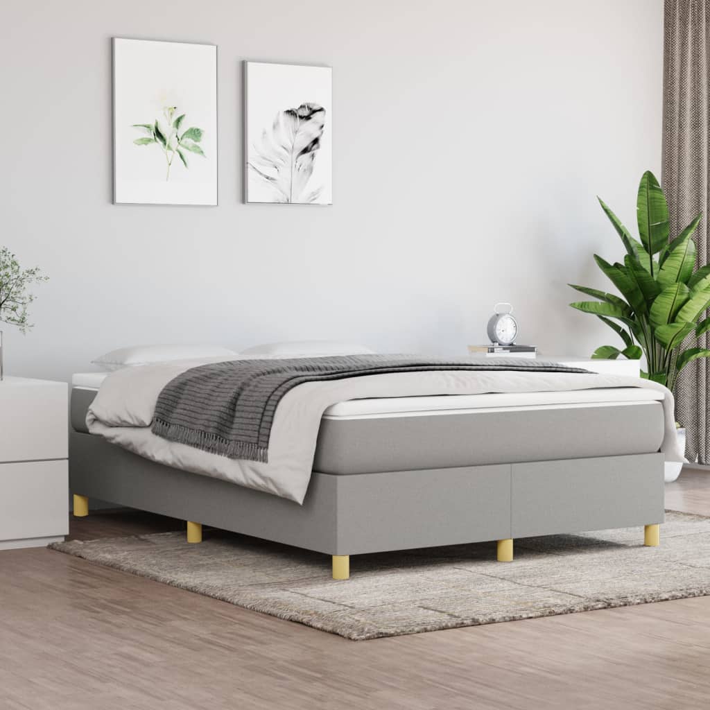 Cadre de lit sans matelas gris clair 140x190 cm tissu - XIOS