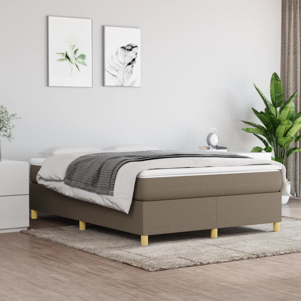 Cadre de lit à ressorts taupe 140x190 cm tissu - XIOS