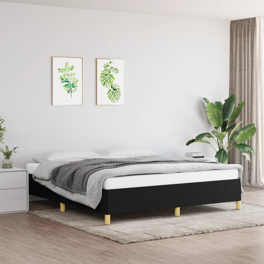 Cadre de lit sans matelas noir 160x200 cm tissu - XIOS