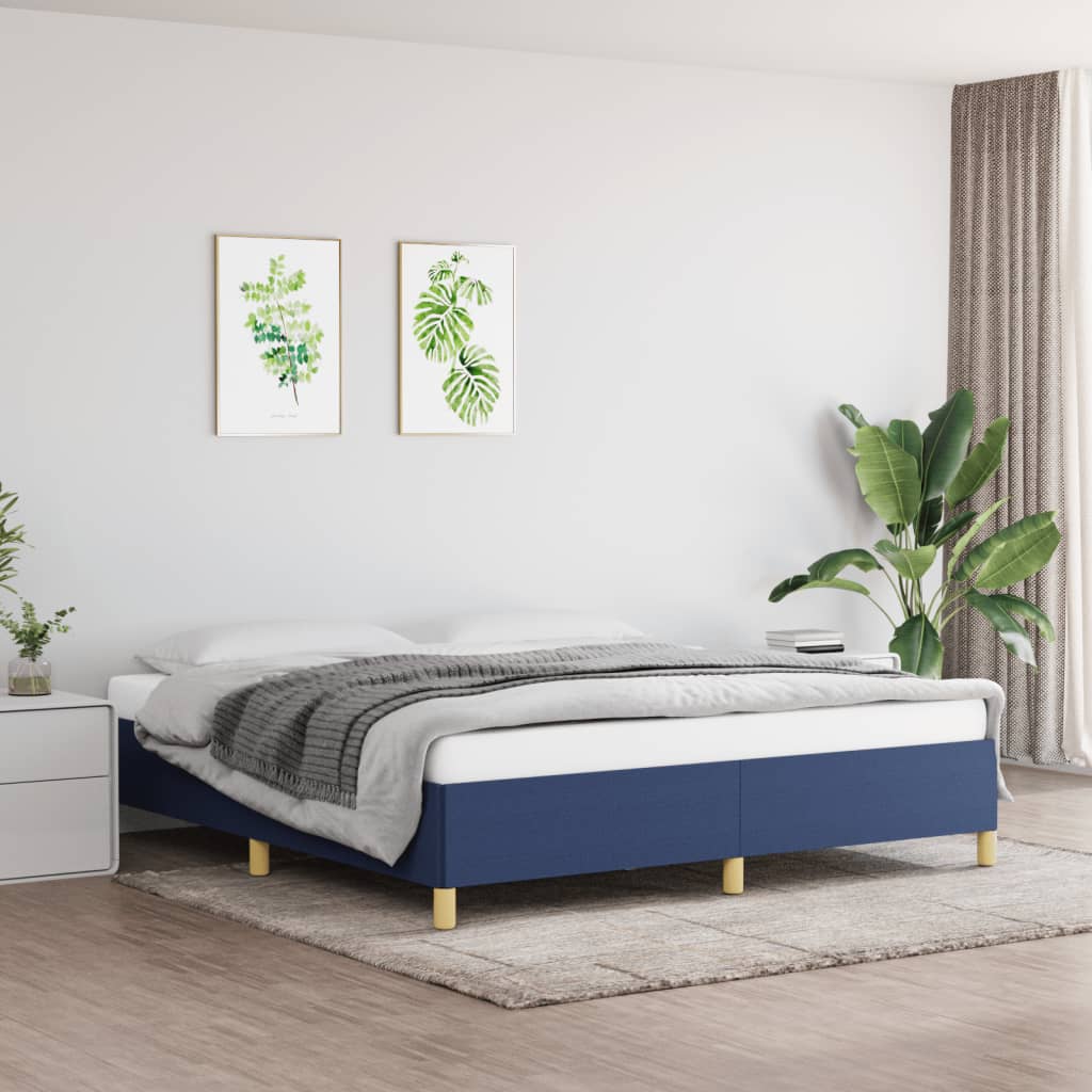 Cadre de lit sans matelas bleu 160x200 cm tissu - XIOS