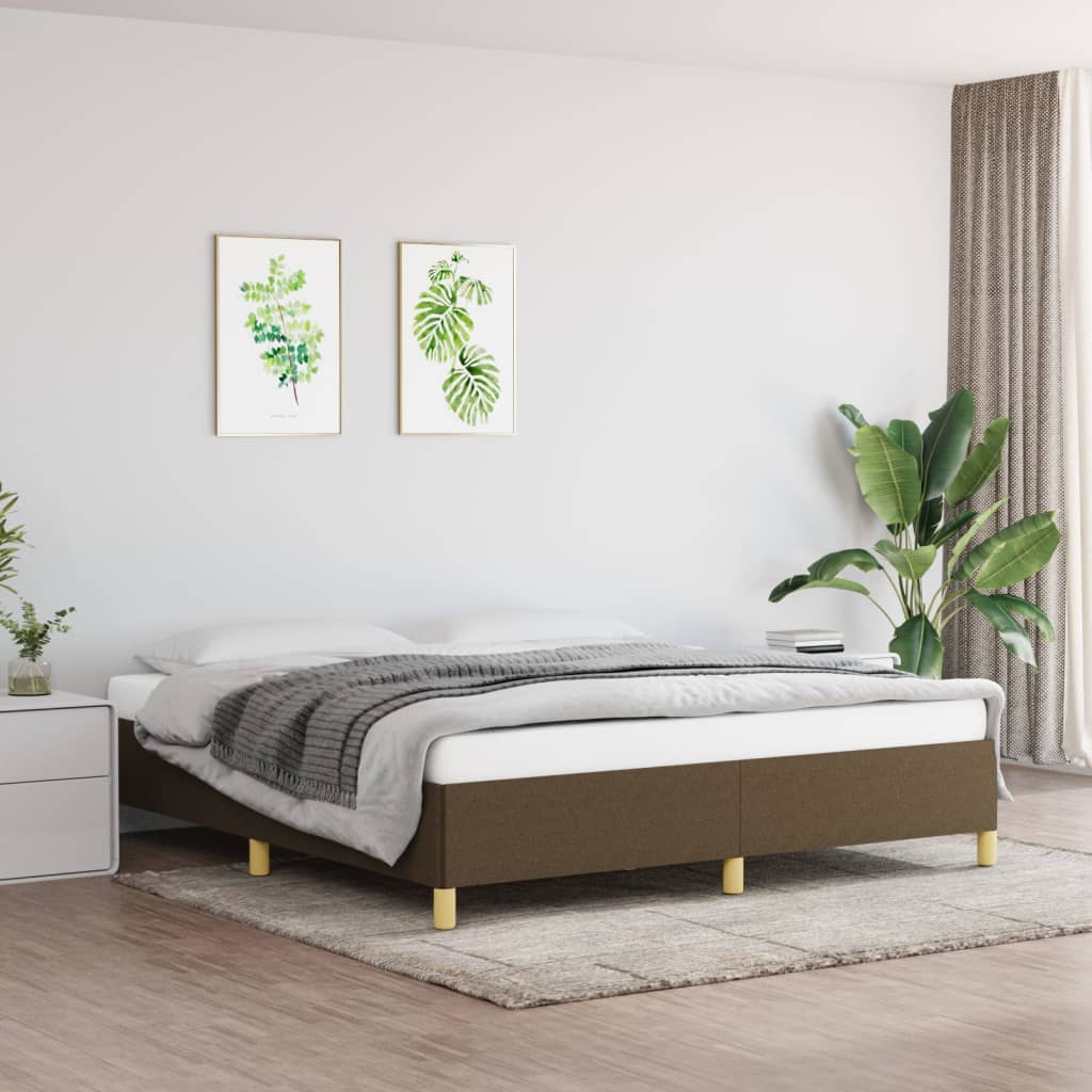 Cadre de lit sans matelas marron foncé 180x200 cm tissu - XIOS