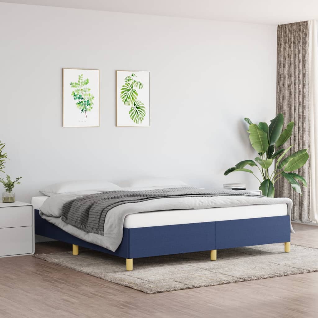 Cadre de lit sans matelas bleu 180x200 cm tissu - XIOS
