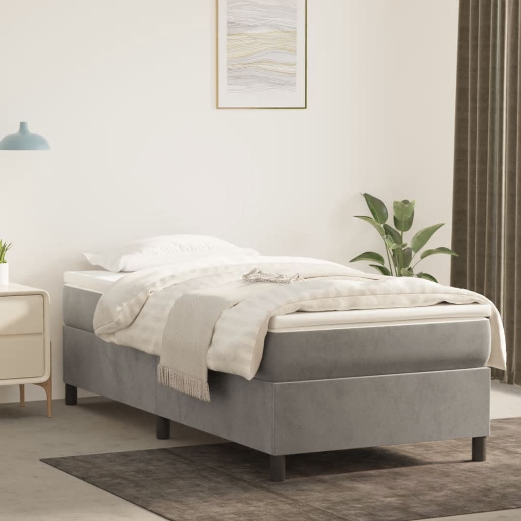 Cadre de lit sans matelas gris clair 80x200 cm velours - XIOS