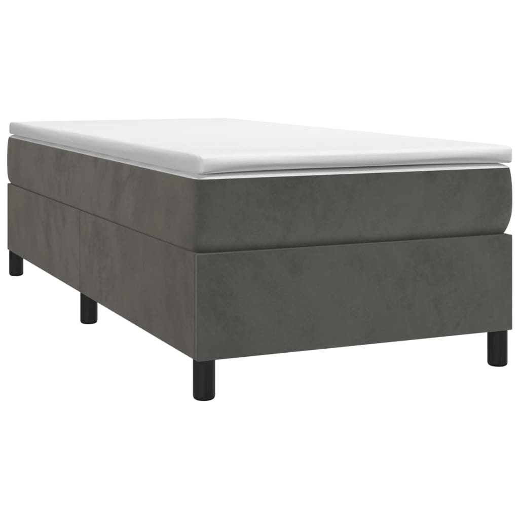 Cadre de lit sans matelas gris foncé 90x190 cm velours - XIOS