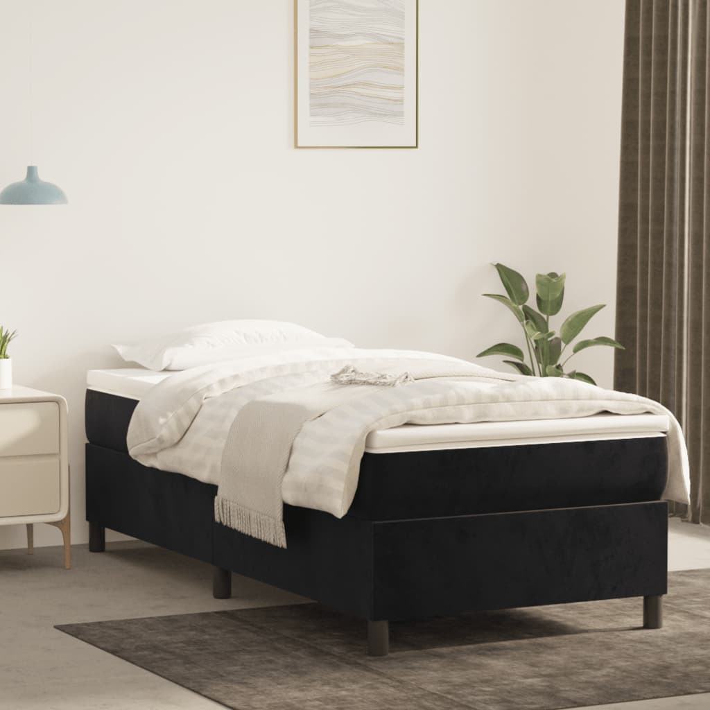 Cadre de lit sans matelas noir 90x190 cm velours - XIOS
