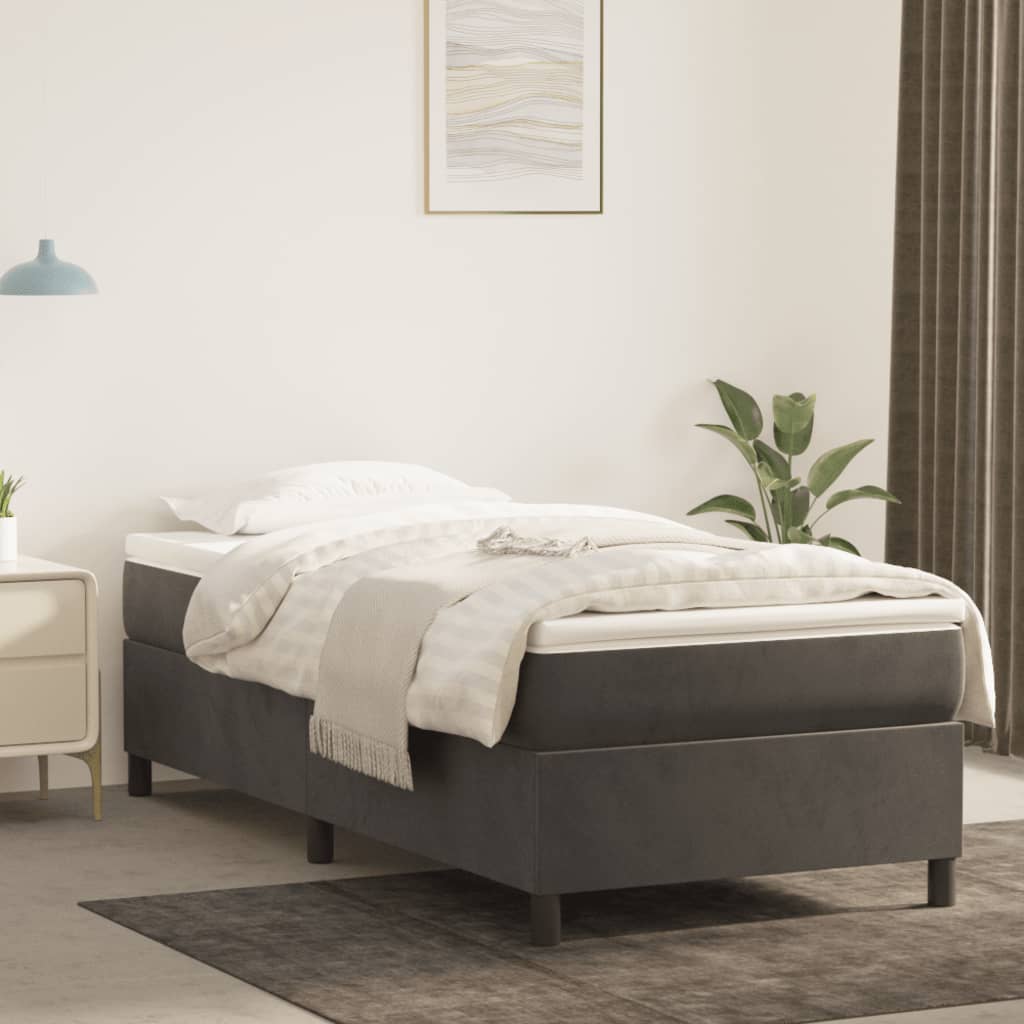Cadre de lit sans matelas gris foncé 90x200 cm velours - XIOS