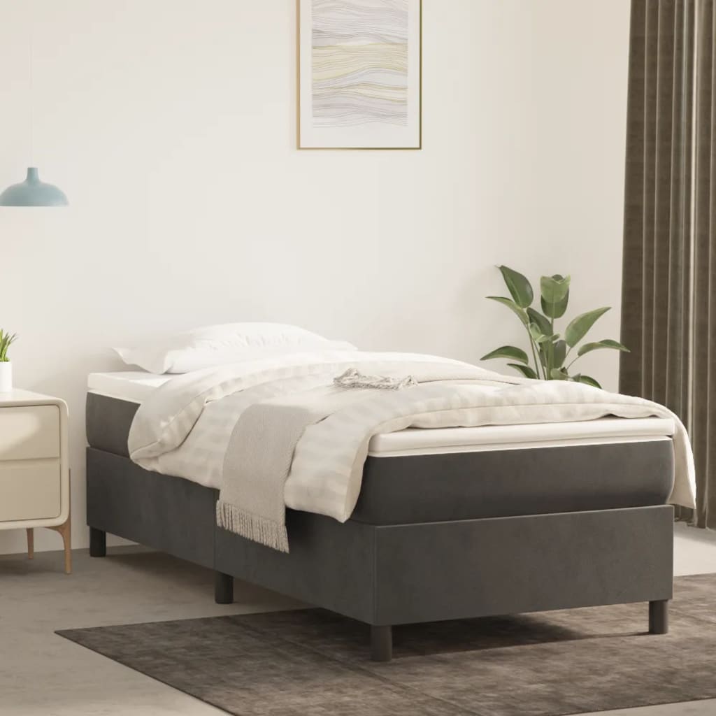 Cadre de lit sans matelas gris foncé 100x200 cm velours - XIOS