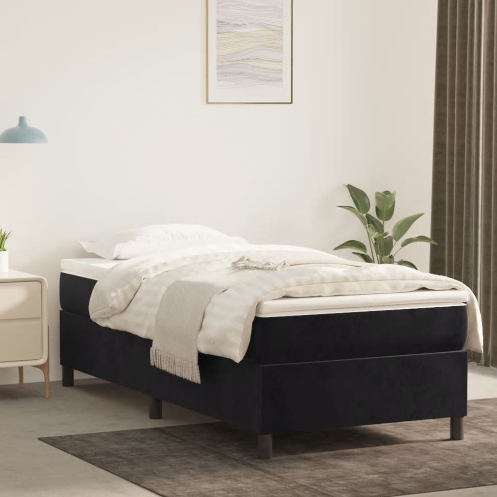 Cadre de lit sans matelas noir 100x200 cm velours - XIOS