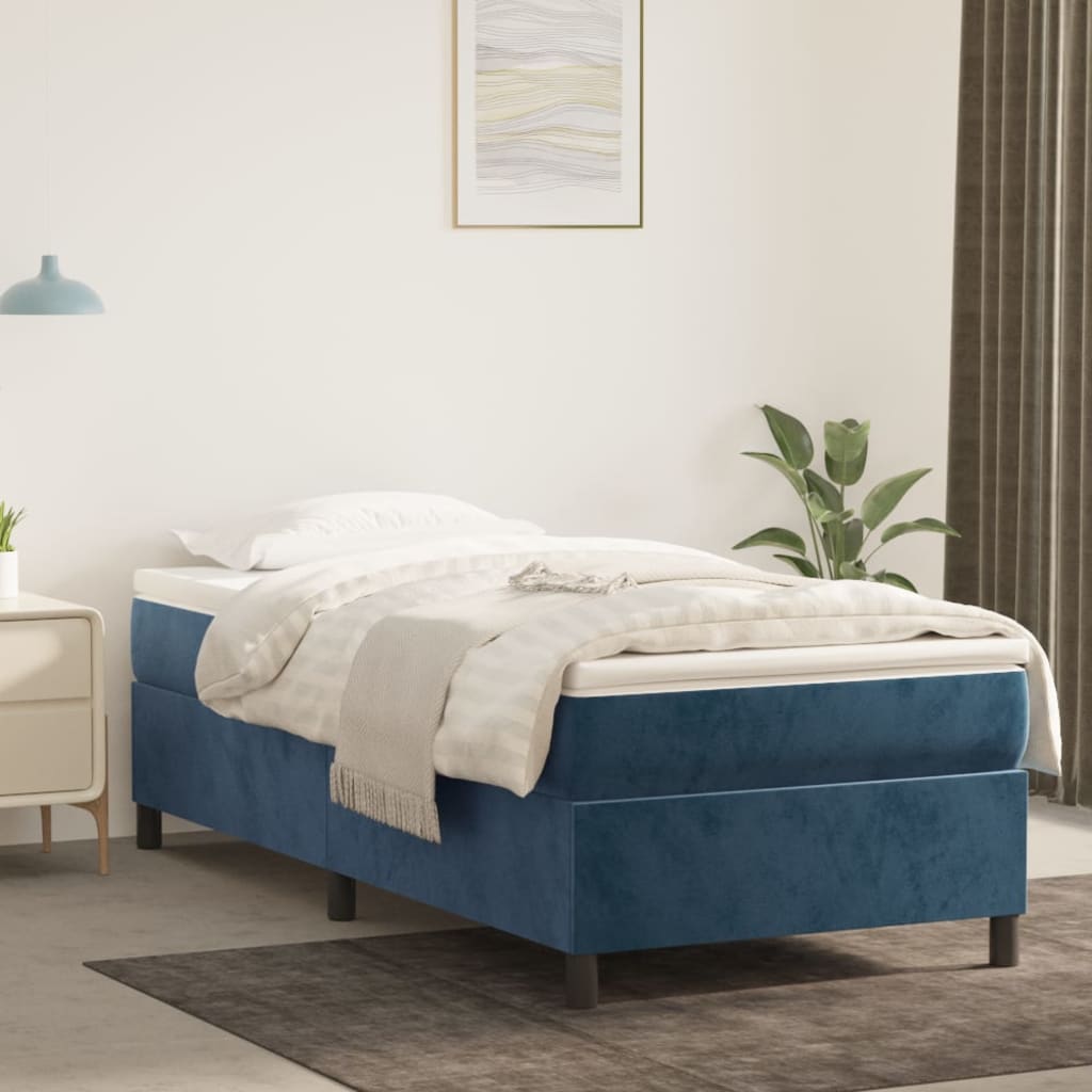 Cadre de lit sans matelas bleu foncé 100x200 cm velours - XIOS
