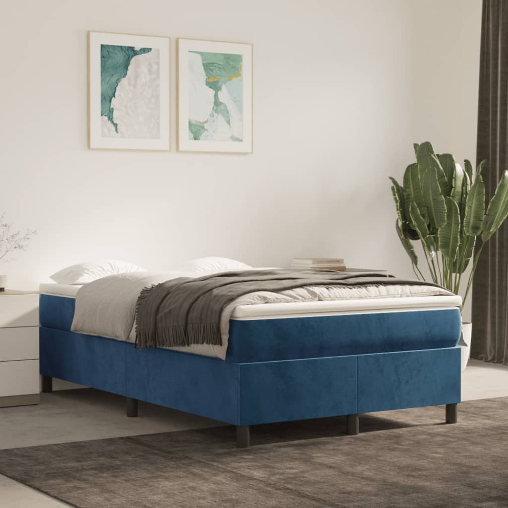 Cadre de lit sans matelas bleu foncé 120x200 cm velours - XIOS