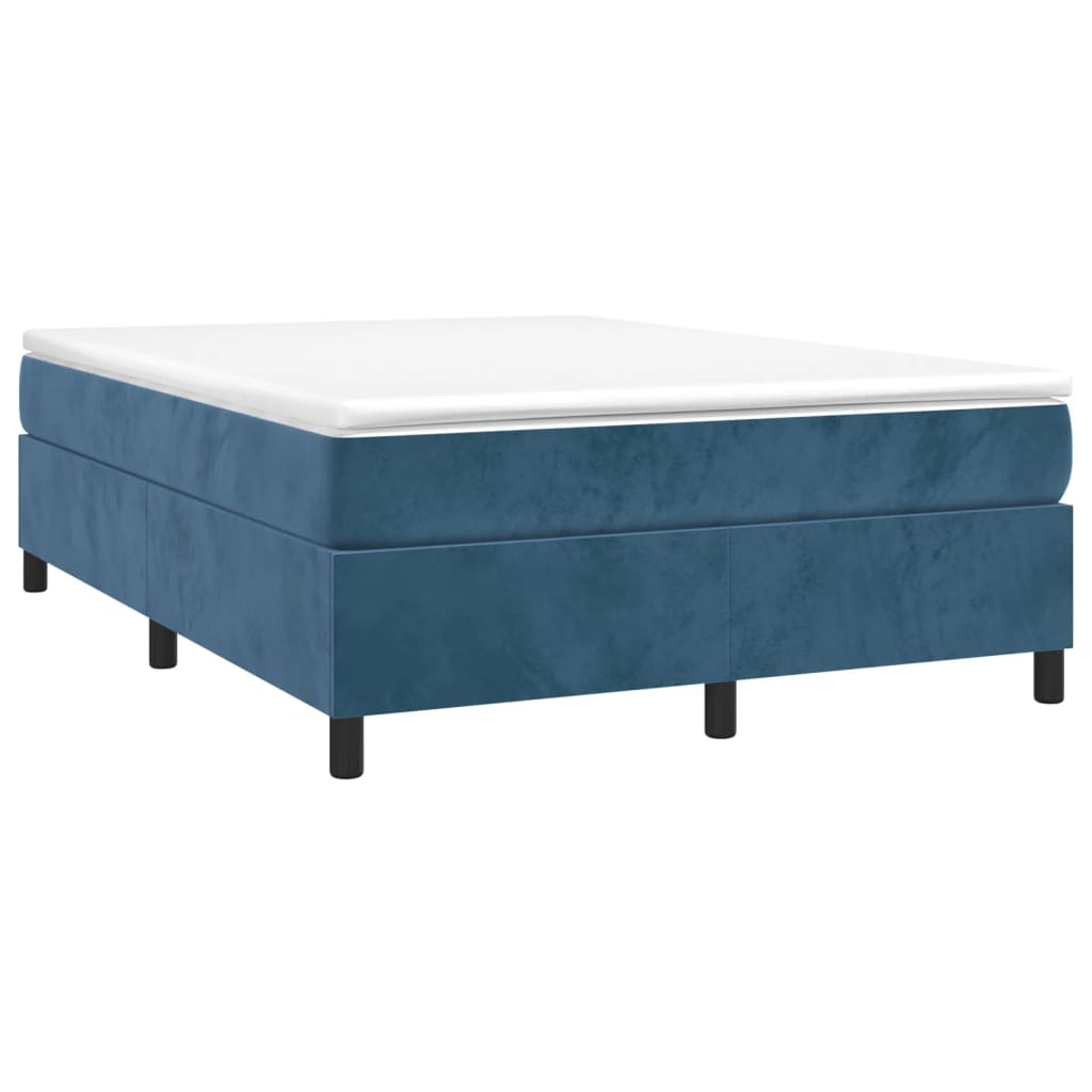 Cadre de lit sans matelas bleu foncé 140x190 cm velours - XIOS