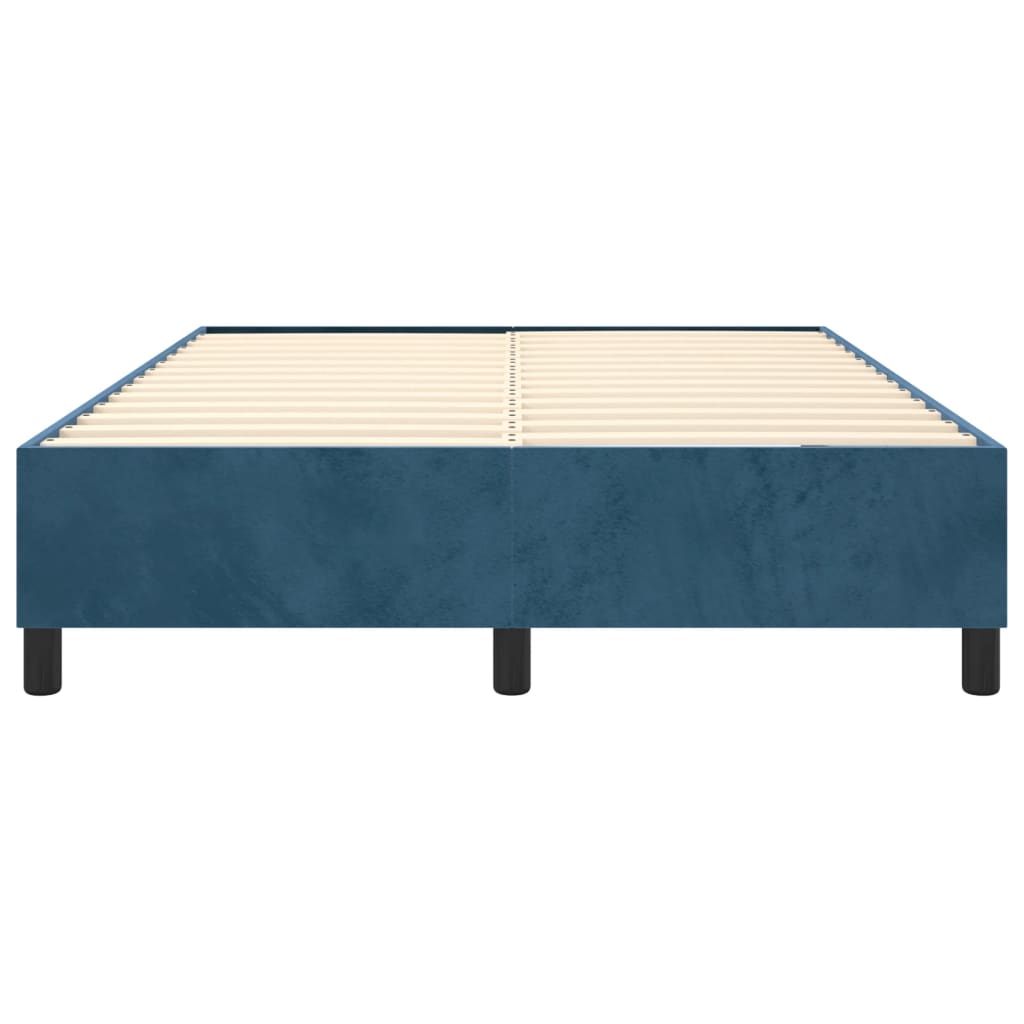 Cadre de lit sans matelas bleu foncé 140x190 cm velours - XIOS