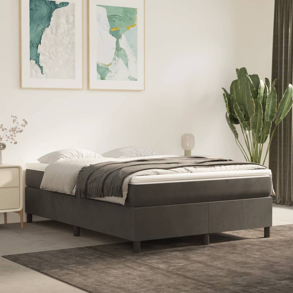 Cadre de lit sans matelas gris foncé 140x200 cm velours - XIOS