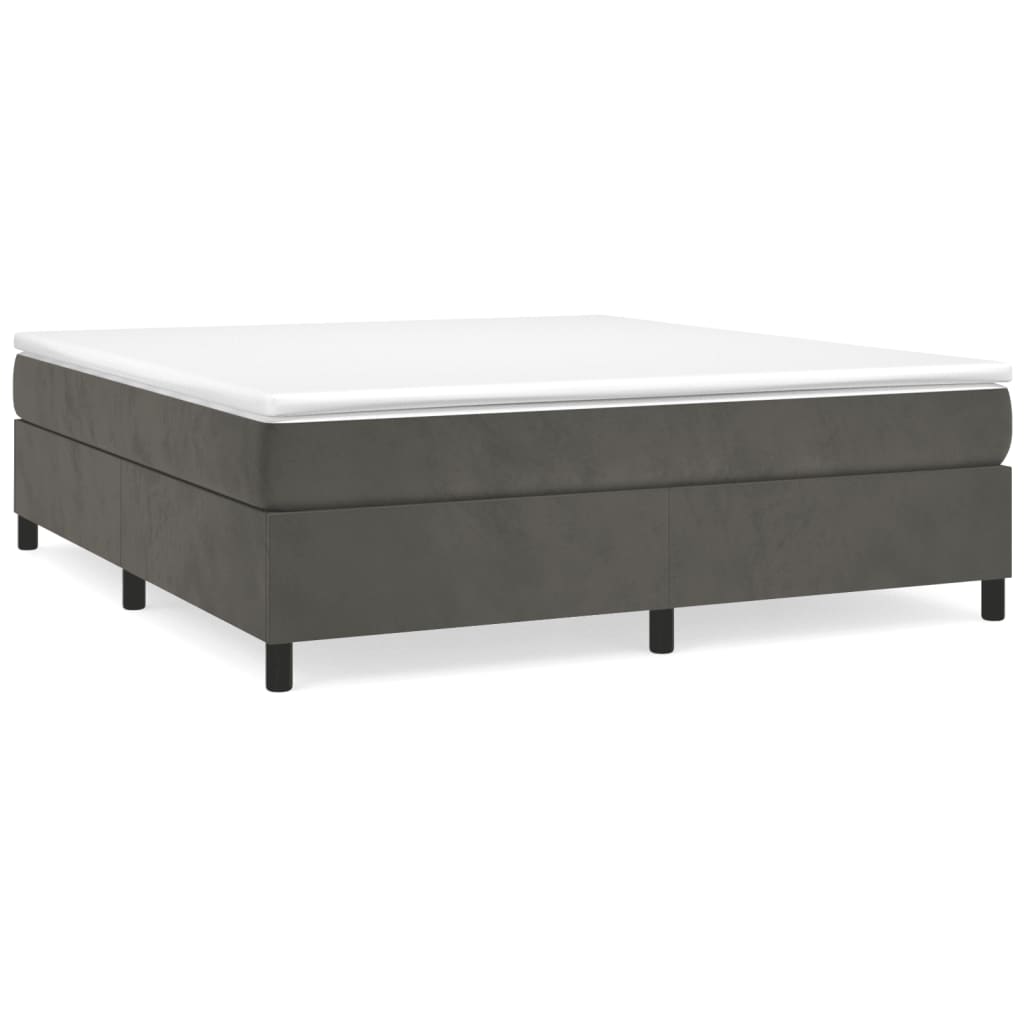 Cadre de lit sans matelas gris foncé 160x200 cm velours - XIOS