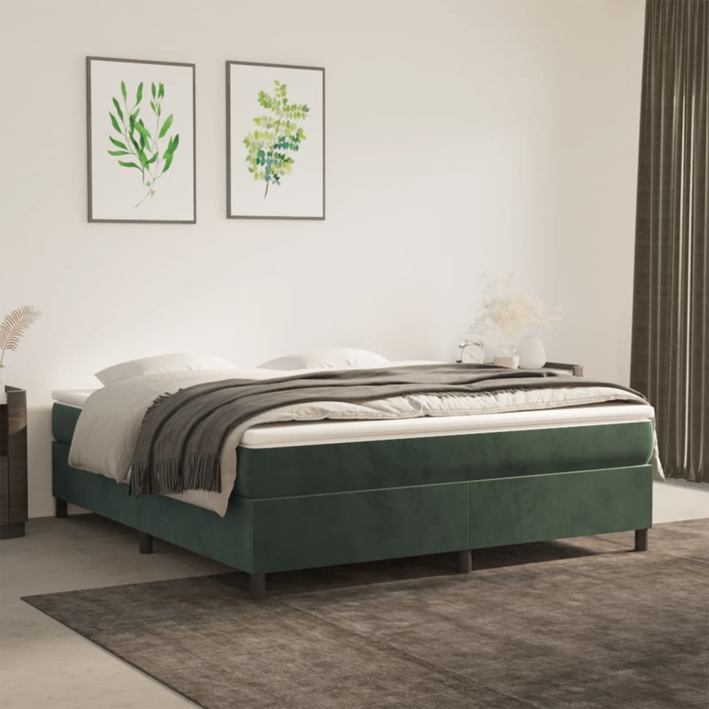 Cadre de lit sans matelas vert foncé 160x200 cm velours - XIOS