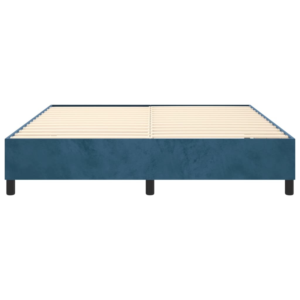 Cadre de lit sans matelas bleu foncé 160x200 cm velours - XIOS