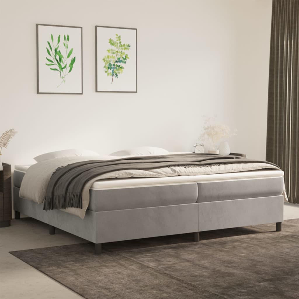 Cadre de lit sans matelas gris clair 200x200 cm velours - XIOS