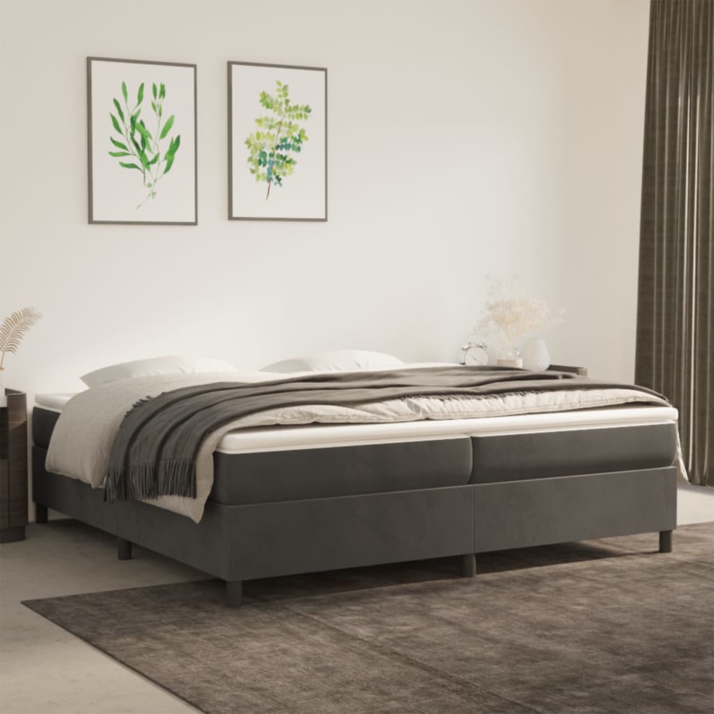 Cadre de lit sans matelas gris foncé 200x200 cm velours - XIOS